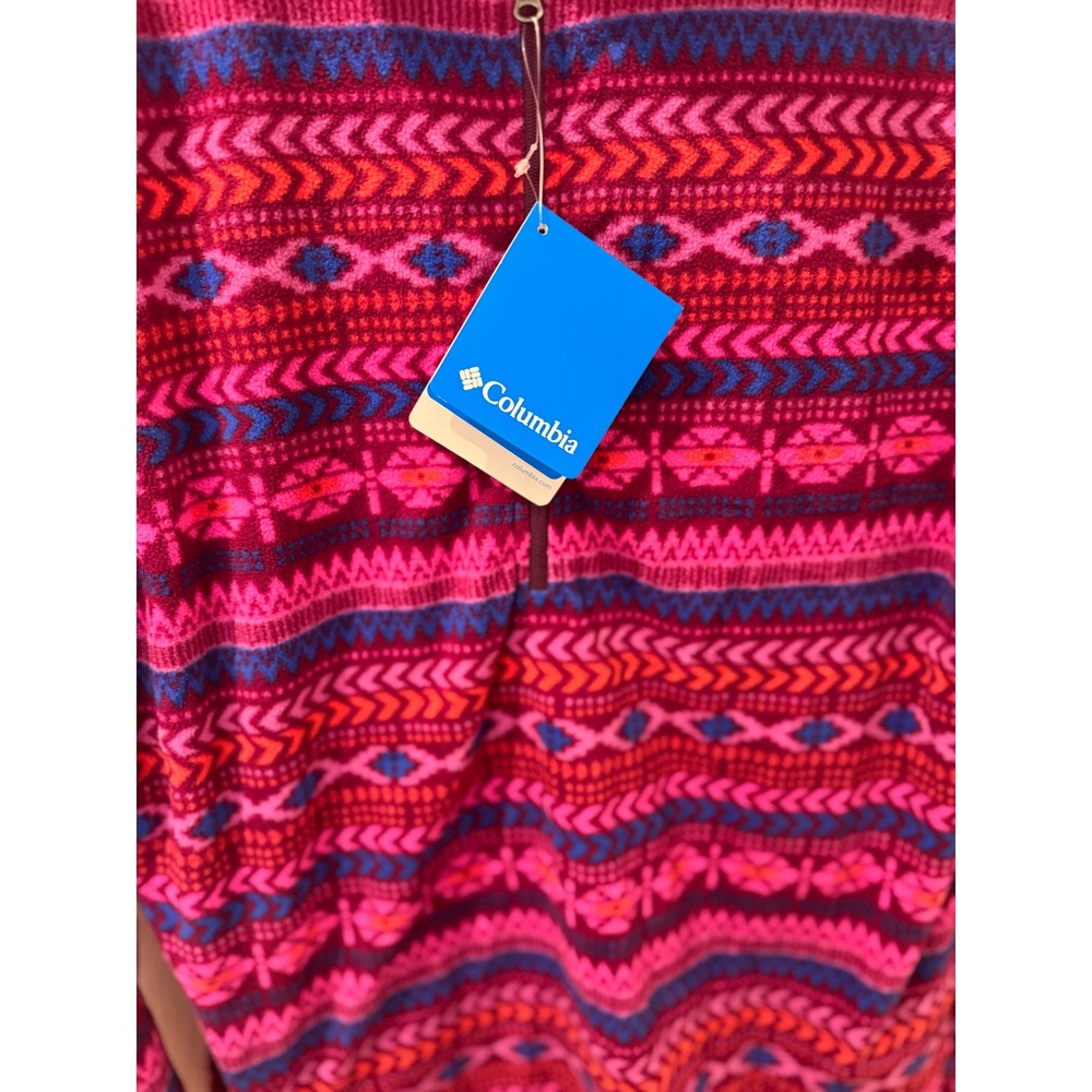 Columbia Womens XL‎ Fleece Pullover Quarter Zip Southwestern Geometric Pink New - Picture 2 of 6